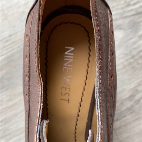 Nine West Leather Lace Up Ankle Bootie Wedges - Picture 7 of 9